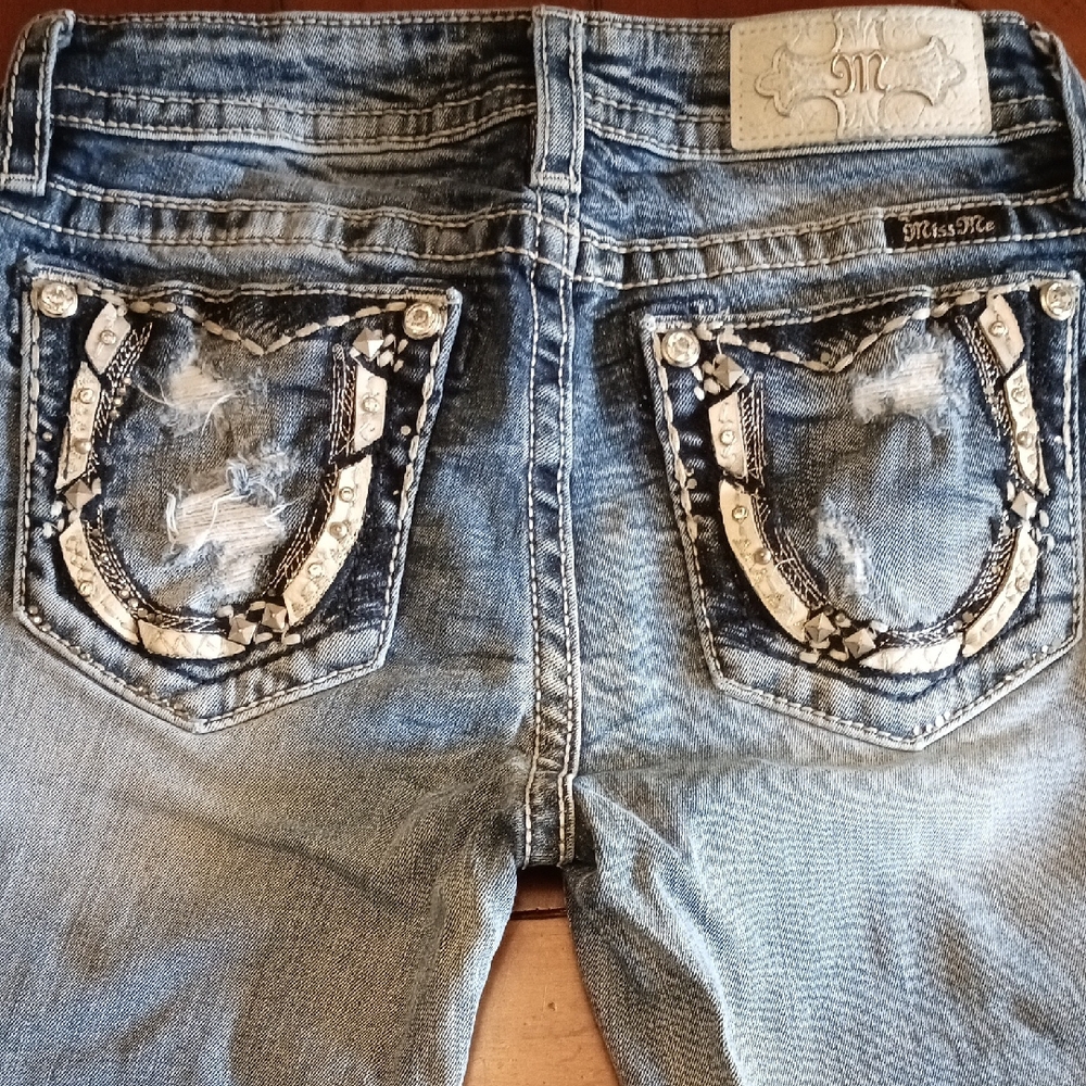 Miss Me Blue Boot Cut Jeans with Decorative Stitching
